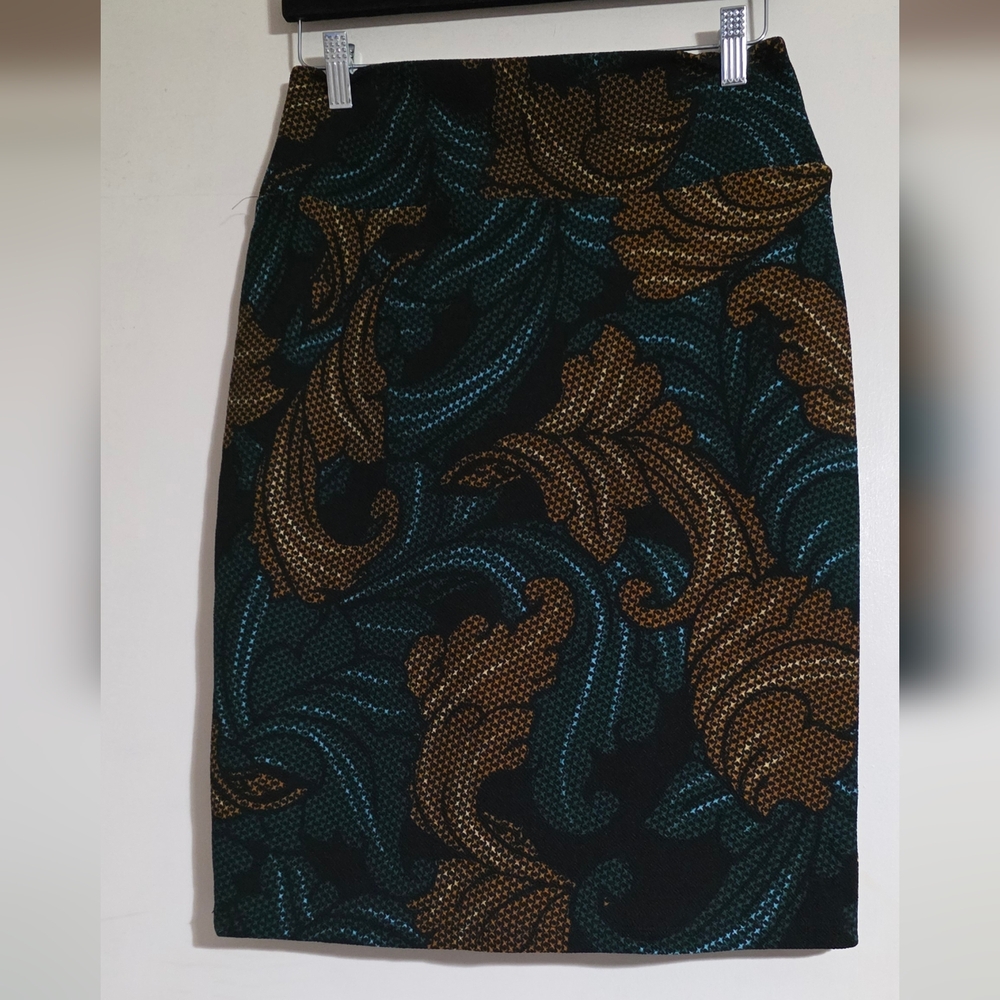 LuLaRoe Black and Brown Patterned Pencil Skirt